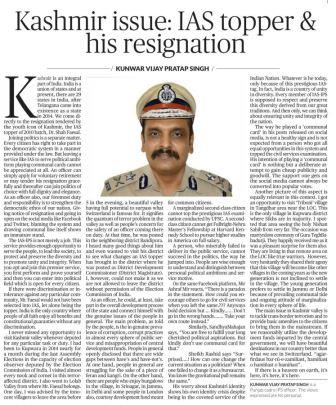 Kashmir issue: IAS topper &amp;amp; his resignation
